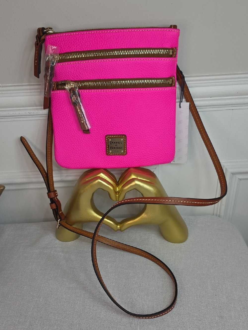 Dooney & Bourke Neon Pink Triple Zip Crossbody